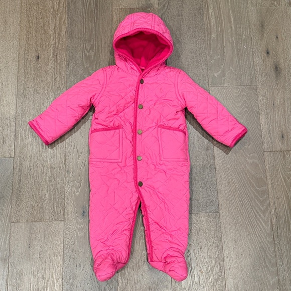 Polo Ralph Lauren Other - Ralph Lauren Polo pink quilted Hooded Barn Pramsuit. Size: 9 Months.Gently used.